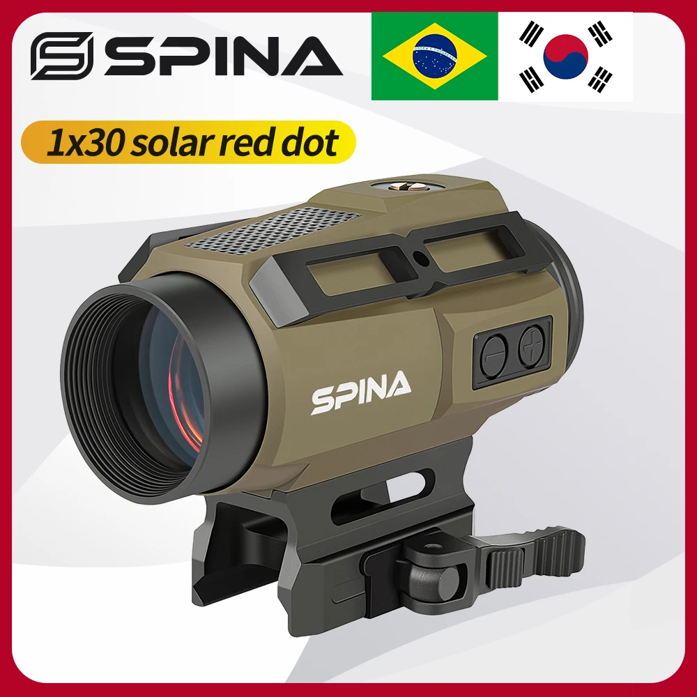 SPINA OPTICS HD 1x30 Solar Energy Red Dot QD Mount Two Transformation Point Hunting Scope Sight Fit AR CQB .223 5.56 .308 7.62