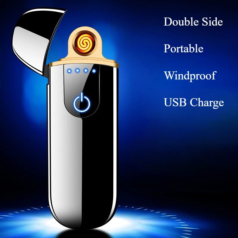 Smart Electronic Lighter USB Rechargeable Cycle Charging Touch Ignition Windproof Flameless Plasma with Power Indicator Gifts