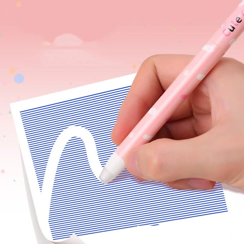 48pcs/lot Kawaii Cat Bear Dog Panda Erasable Gel Pen Cute 0.5mm Blue Ink Signature Pens School Writing Supplies