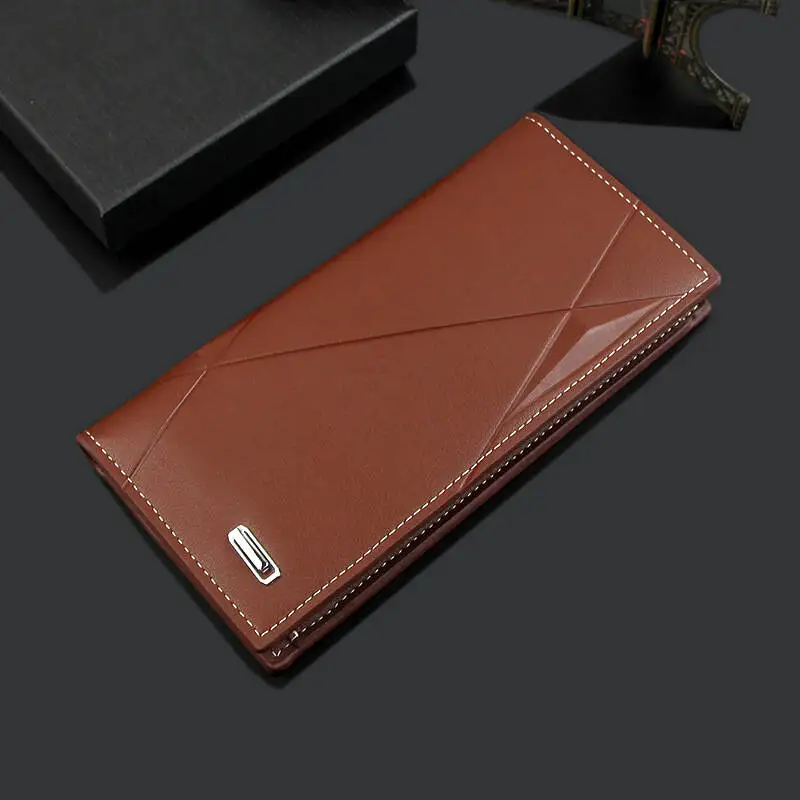 New Men Wallets Male PU Leather Purses Bifold Slim Card Holders High Quality Long Purse Portable Multi-card Position Money Bag