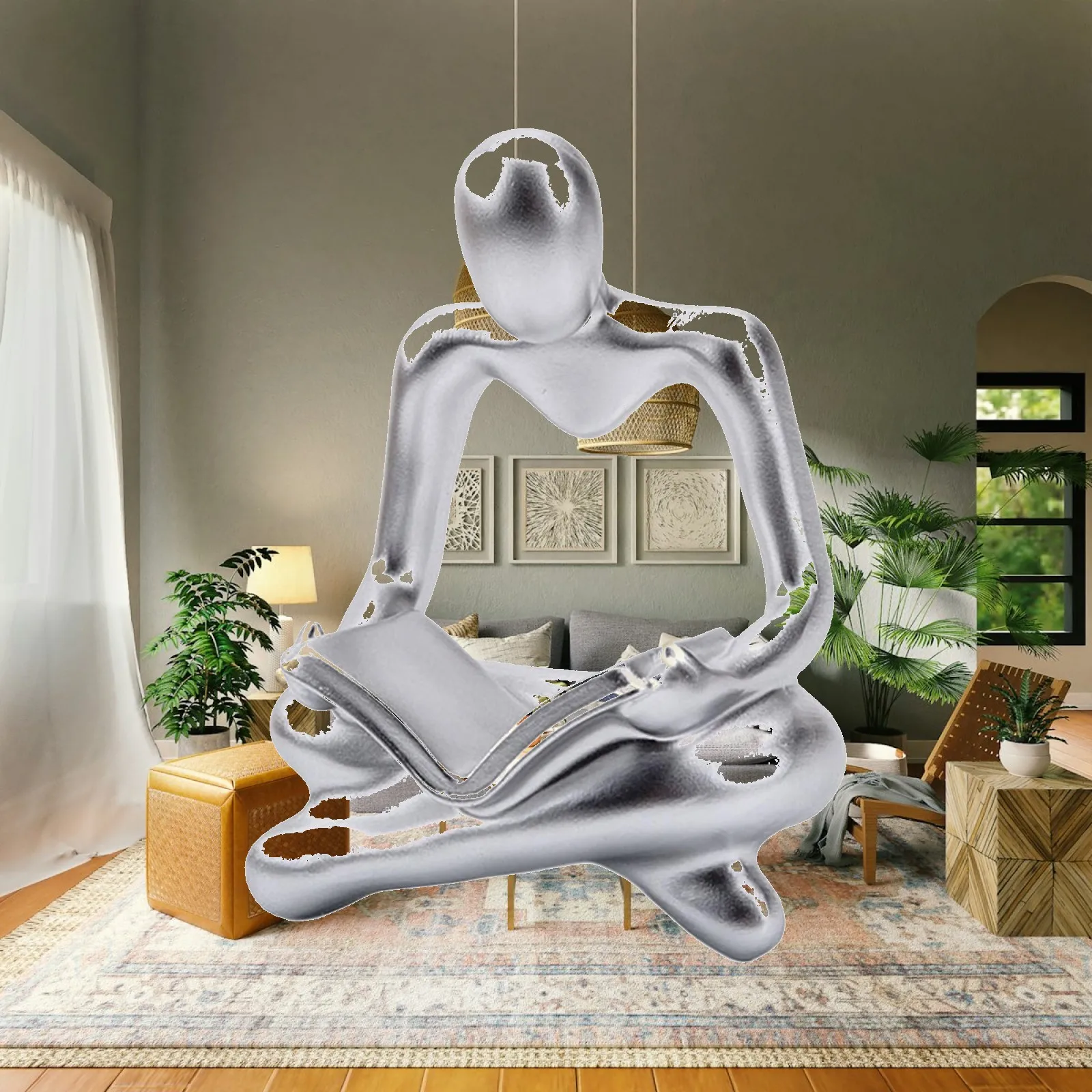 Abstract Thinker Statue Human Figurine Craft Decorative Collection for Bar