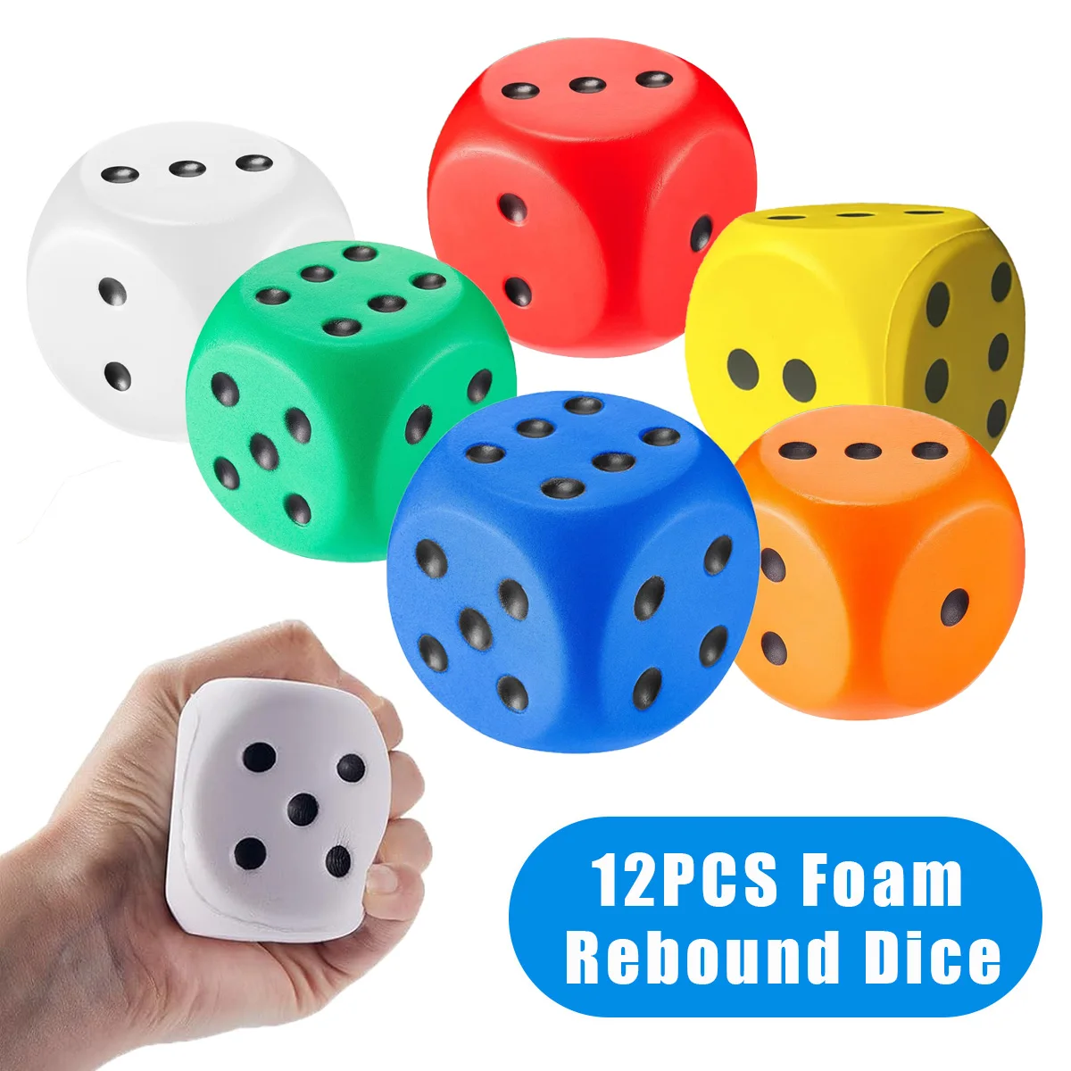 6/12pcs/set Large Foam Dice Soft Jumbo Dot Dice 6 Sided Foam Dice Fake Jumbo Dice Rebound Dice