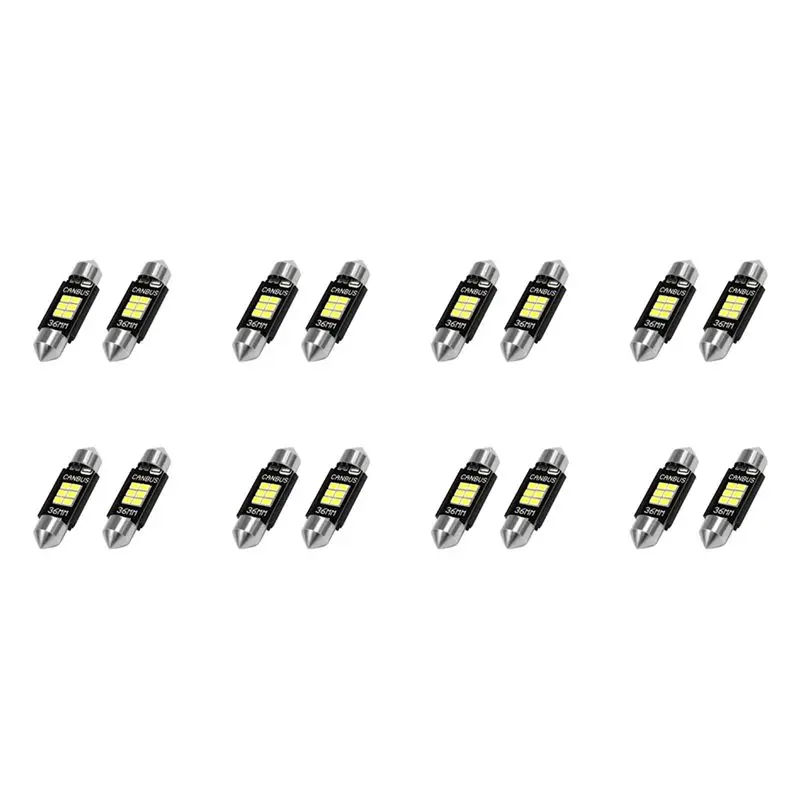 AU28-16X Extremely Bright 400 Lumens 3020 Chipset Canbus Error Free Led Bulbs 36Mm Festoon De3175 6428 Xenon White
