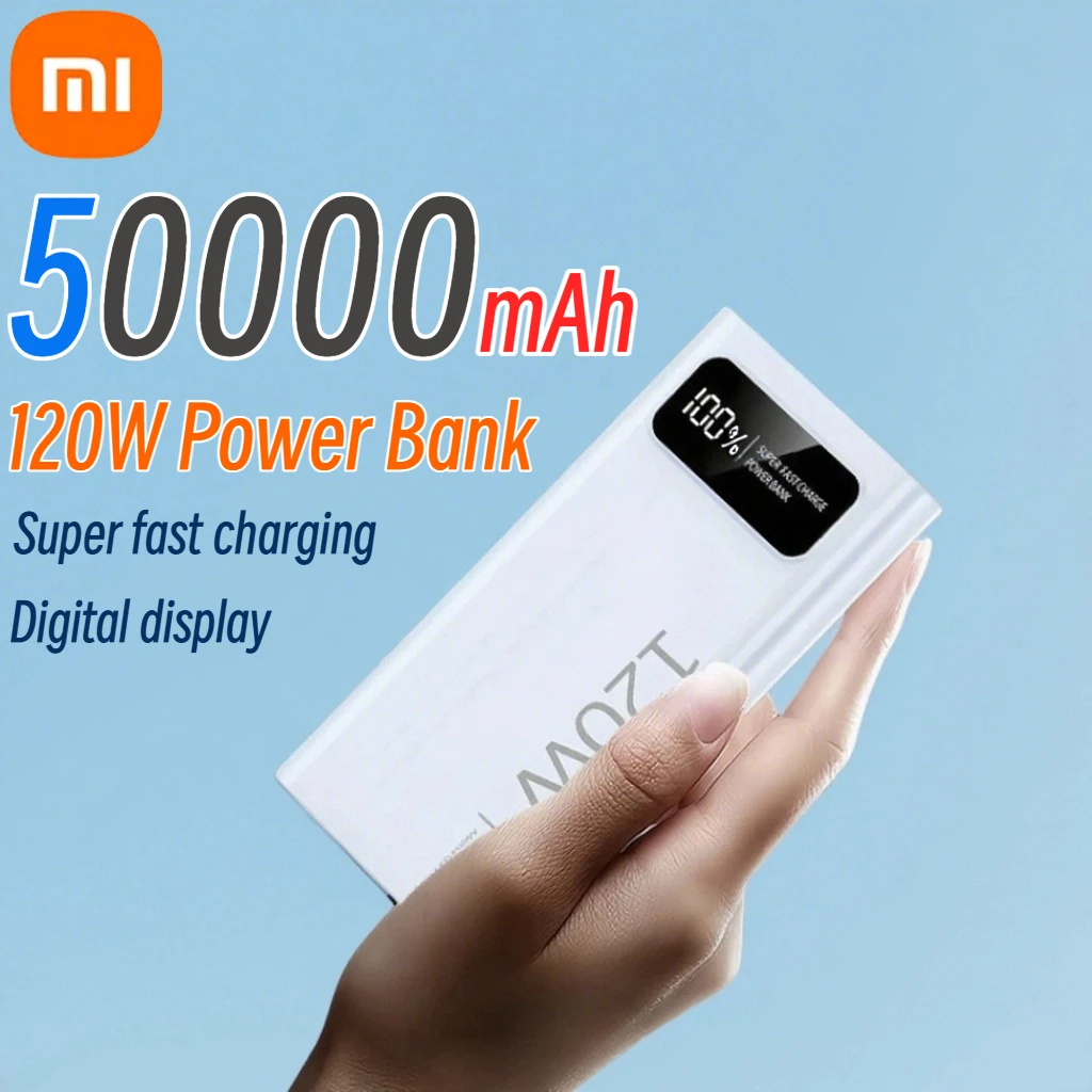 باور بانك Xiaomi 120 وات 50000 مللي أمبير في الساعة، شحن سريع للغاية، باور بانك متنقل بسعة كبيرة، مناسب لهاتف هواوي آيفون وسامسونج