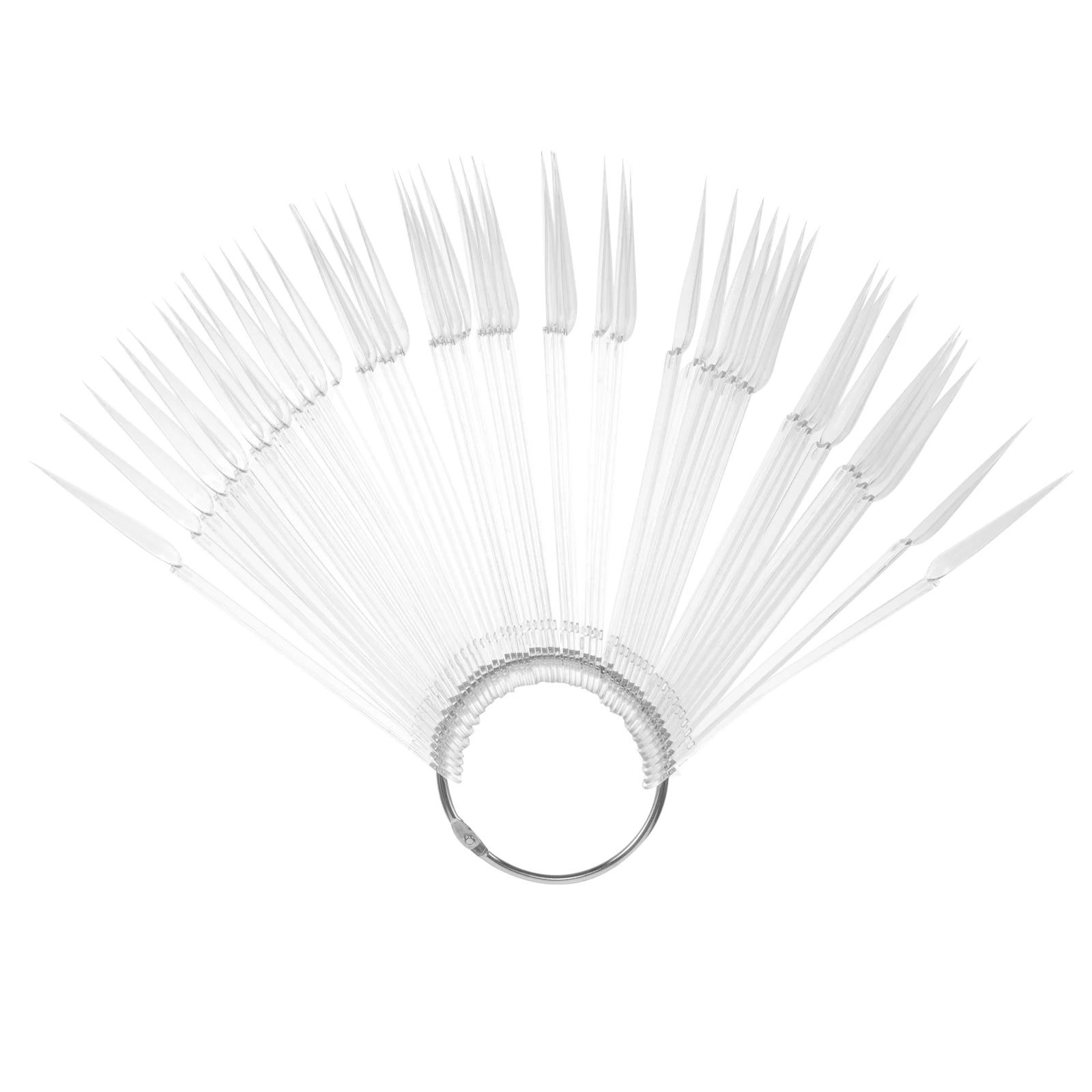 

50PCS Nail Color Card Display Large Palette Fan Shaped Clear Tips Gel Polish Sample False Nails Practice Boards