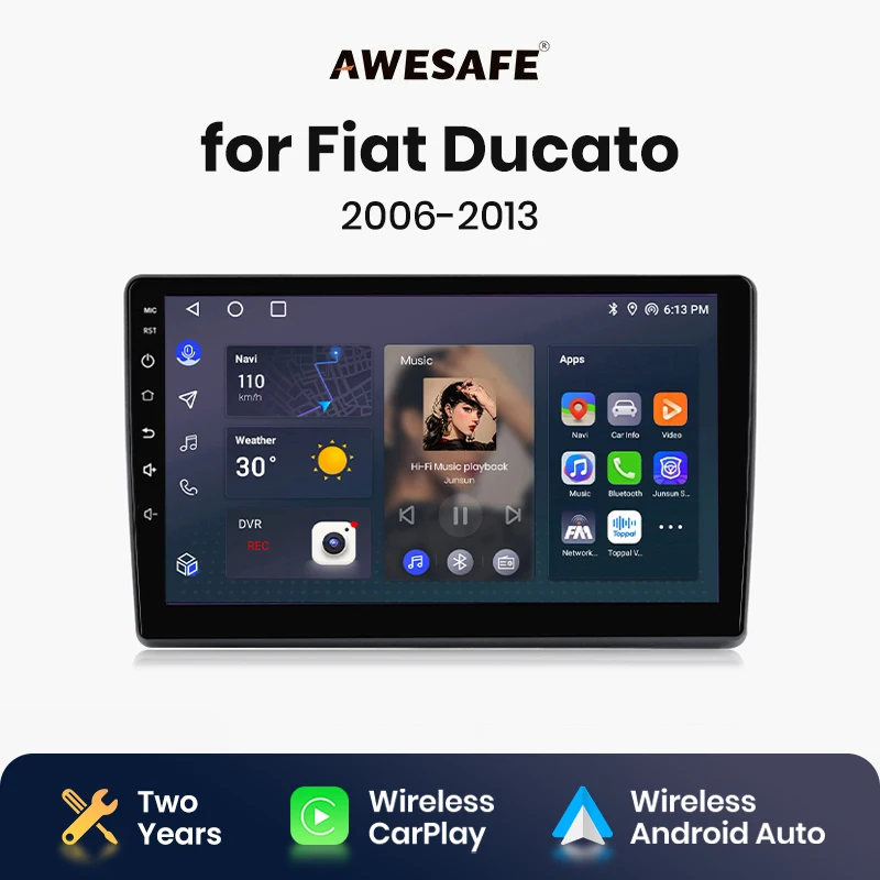 AWESAFE Wireless CarPlay Android Auto Radio for  Fiat Ducato 2007 2008 2009 2010 2011 2012 2013 2014 2015 GPS 2din autoradio