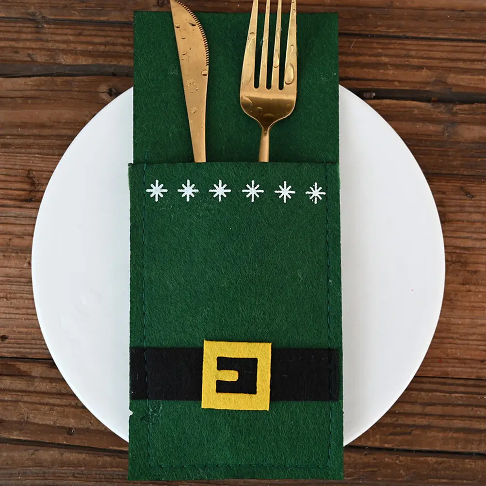 

8pcs Tableware Adorable Christmas Design Reusable Non woven Fork Sleeve Knives Holder Xmas Fork Sleeve Xmas Decor
