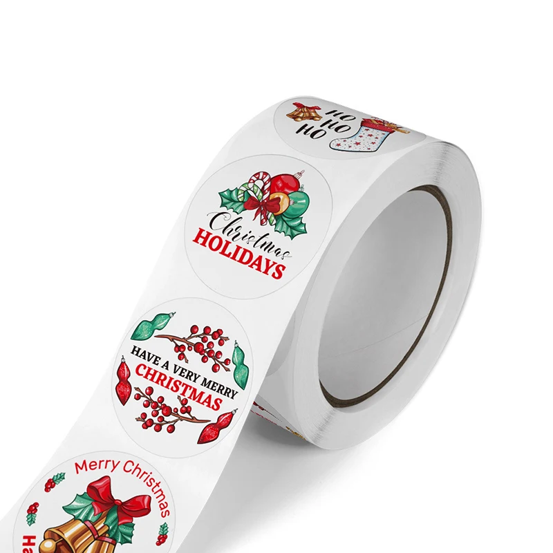 500Pcs/Roll Merry Christmas Stickers Christmas Theme Seal Labels Stickers For DIY Gift Baking Package Envelope Decor Labels
