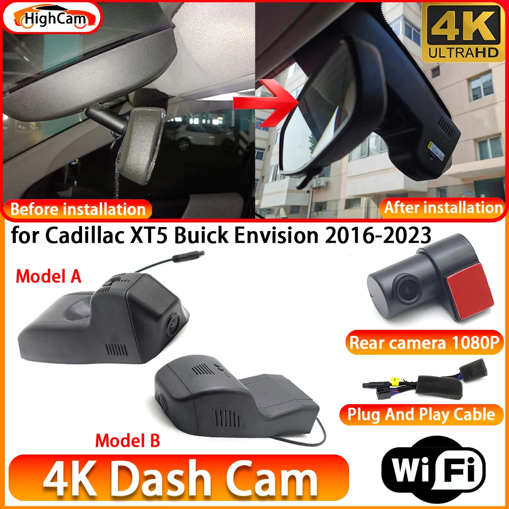 for Cadillac XT5 Buick Envision 2016-2023 OEM 4K DVR Dash Cam Front Rear Camera WiFi Video Recorder Plug and Play Loop Recording
