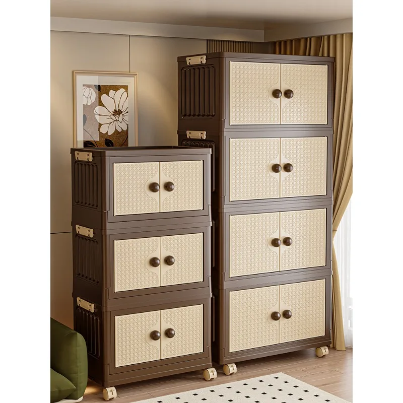 

Clothes storage cabinet, antique living room snack cabinet, folding installation-free finishing box, bedroom large-capacity stor