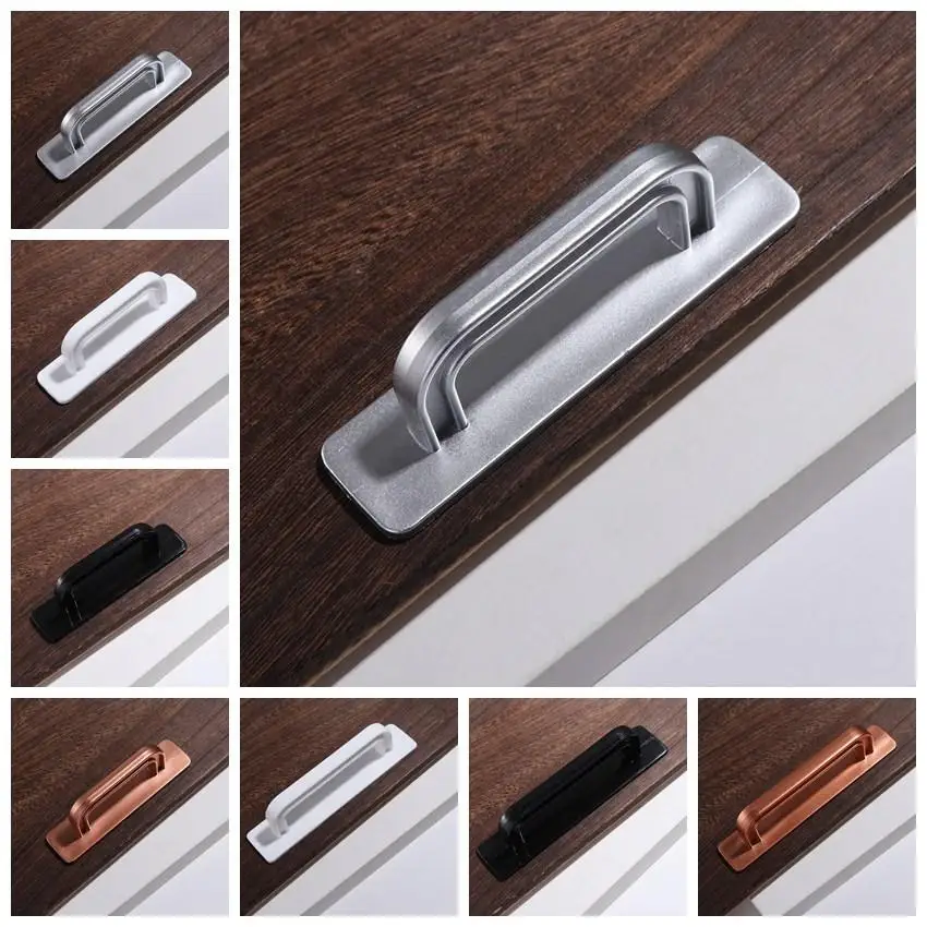 Minimalist Knobs Door Handle No punching Surface Mounted Door Pull Push-pull Self-adhesive Cabinet Handle Cupboard