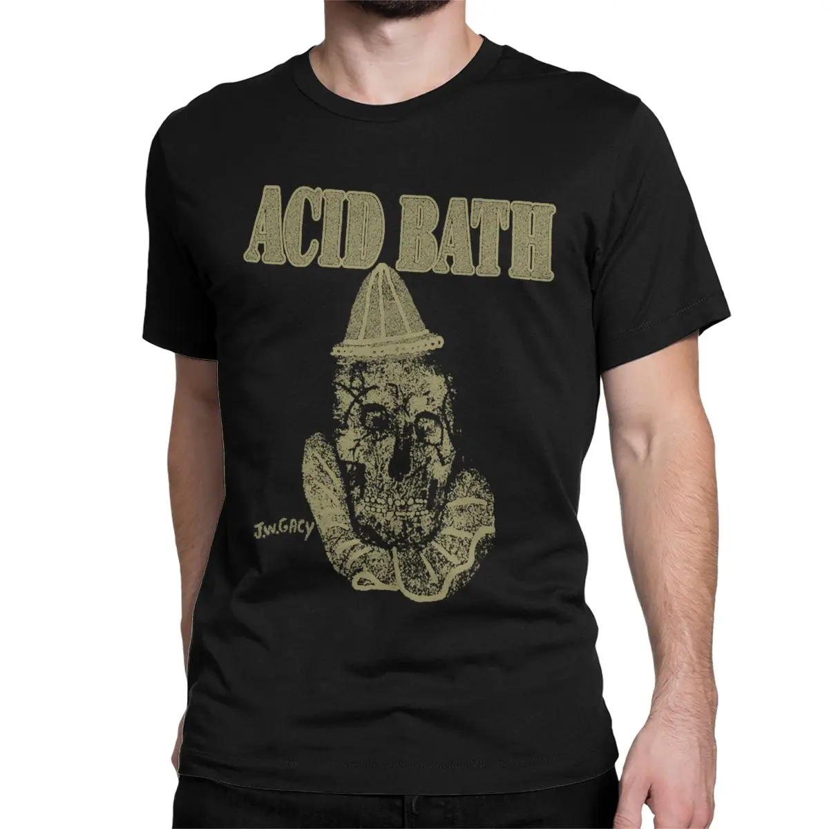 Vintage Acid Bath T-Shirt for Men Round Collar Pure Cotton T Shirt Short Sleeve Tee Shirt Graphic Printed Clothing