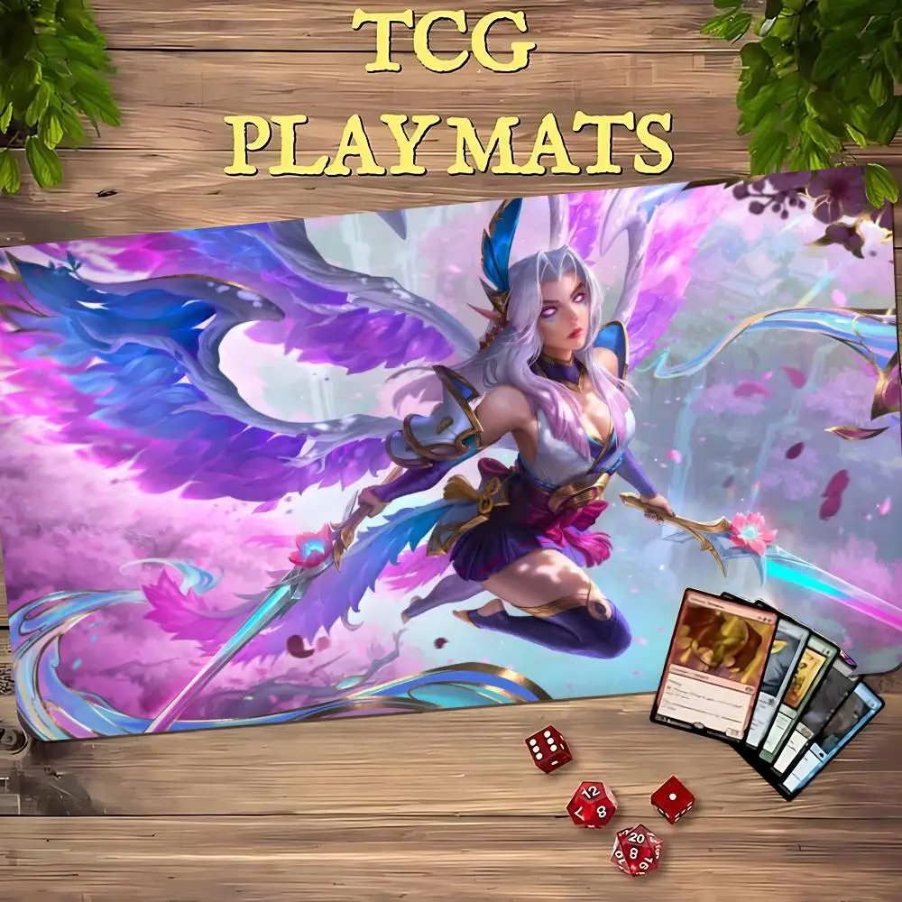Neon Armored Dark Knight TCG Playmat 35X60CM Prism Energy Aura Scene Card Battle Mat Non‑Slip Durable Stitched Edge Playmat