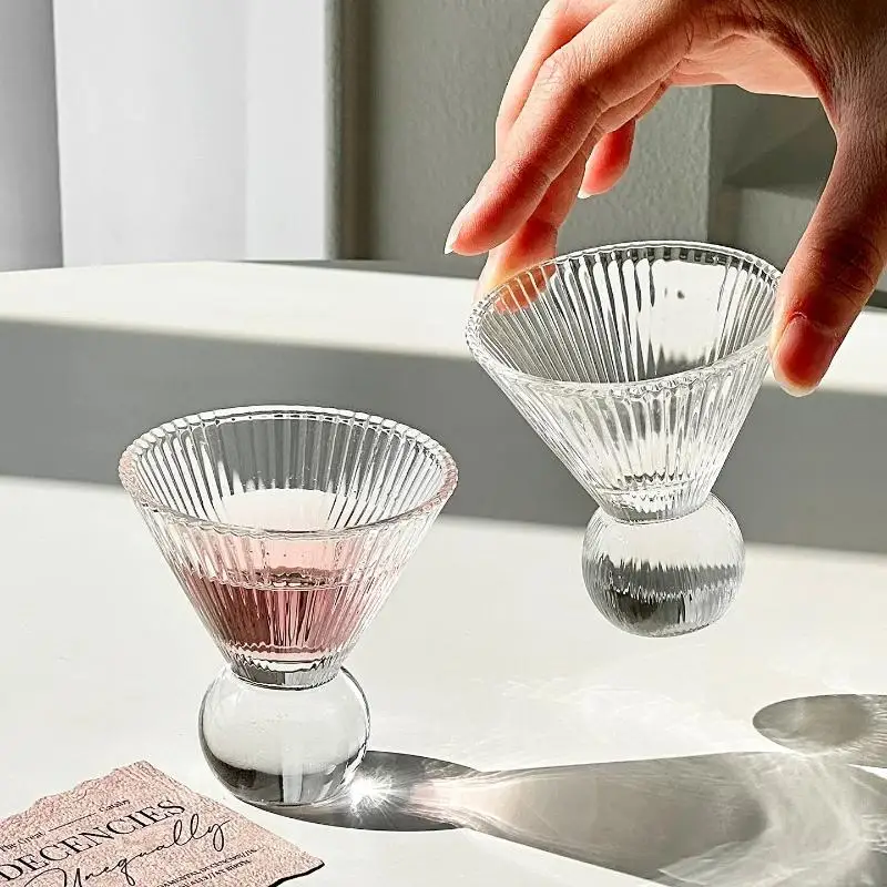 Nordic Pure Color High Stem Glass Cup Retro Gem Pattern Heat Resistant Drinkware for Daily Home Use Coffee Milk Juice