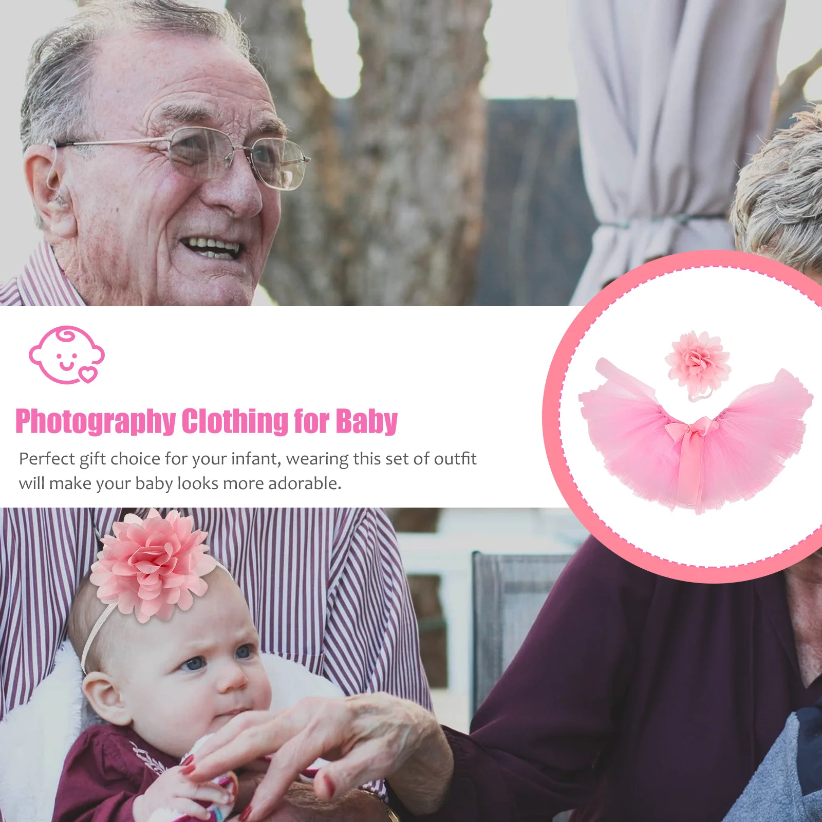 

2Pcs Infant Tutu Skirt Set Soft Breathable Fabric Perfect for Cake Smash Dress Up Outfit Infant Photography Clothes