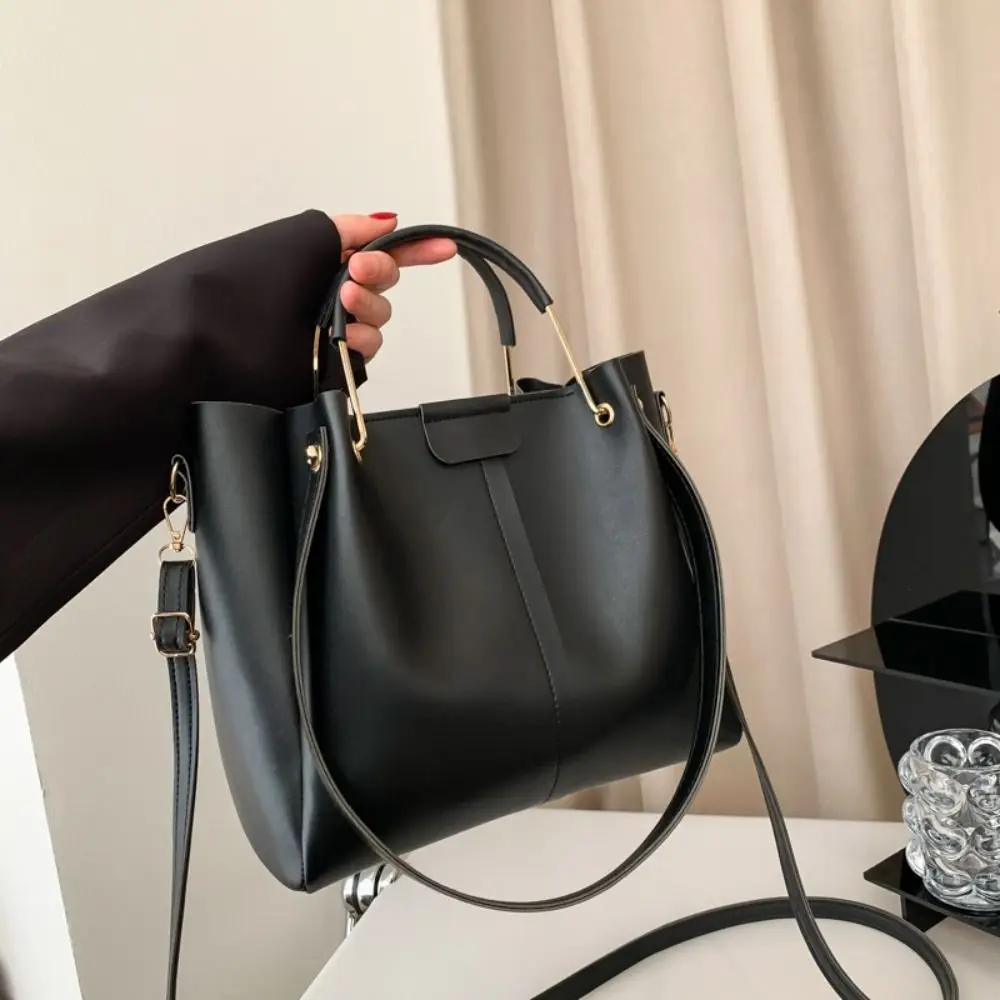 

Portable PU Leather Tote Bag Solid Color Handbag Women Shoulder Bag Chill Korean Style Crossbody Bag Shopping