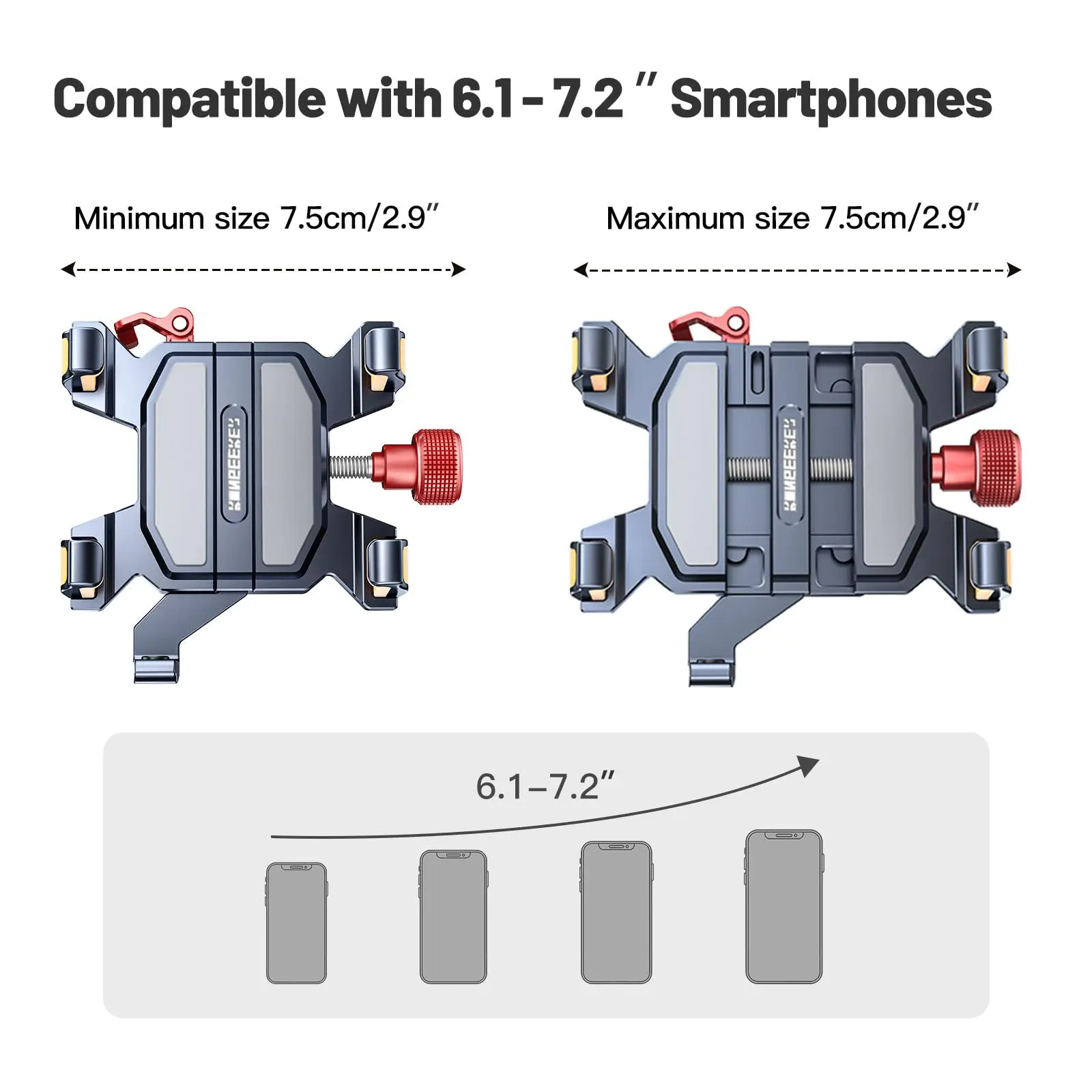 Aluminum Motorcycle Phone Mount Cellphone Holder for Electric Motorcycle ATV Scooter for 6.1\