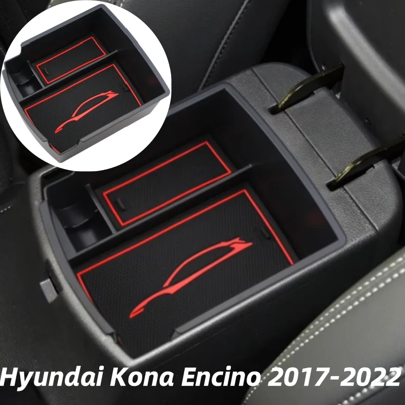 

ABS Car Central Armrest Box Phone Holder Storage Box for Hyundai Kona Encino 2017-2022 Kit Parts Accessories