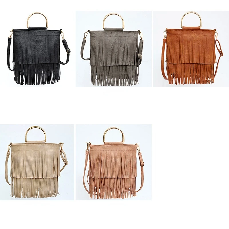 Women Fringe Tassel Crossbody Bag Ladies Leather Shoulder Bags 2024 Summer Woman Hobo Retro Handbag Bolsa Feminina Tote Bag Sac