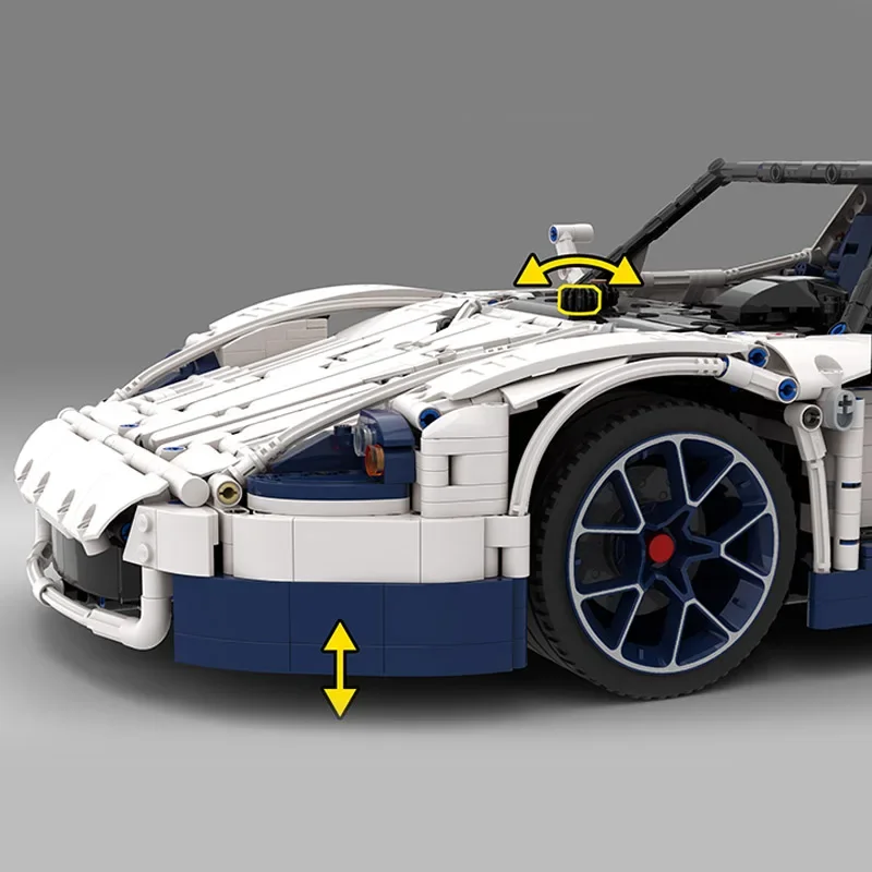 Champion Speed Cars Moc Building Bricks, bloques modulares de tecnología de modelo de coches MC12 blancos, juguetes de ensamblaje DIY, regalos