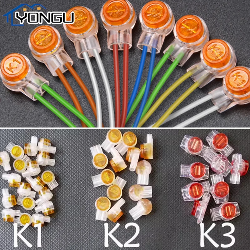 K1 K2 K3 Connector Wire Splice Connector Network Cable Term Waterproof Gel-Filled Orange Clear Button Telephone Wire Connectors