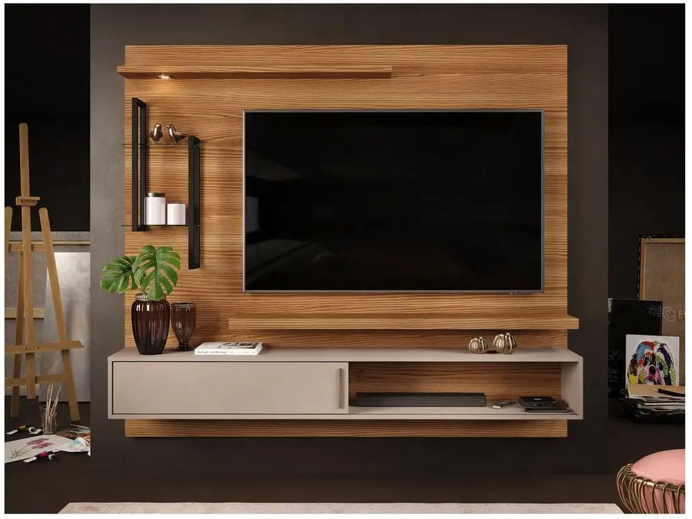 PAINEL NEW GREC PARA TV até 60”, com 2 Prateleiras - DJ Móveis
