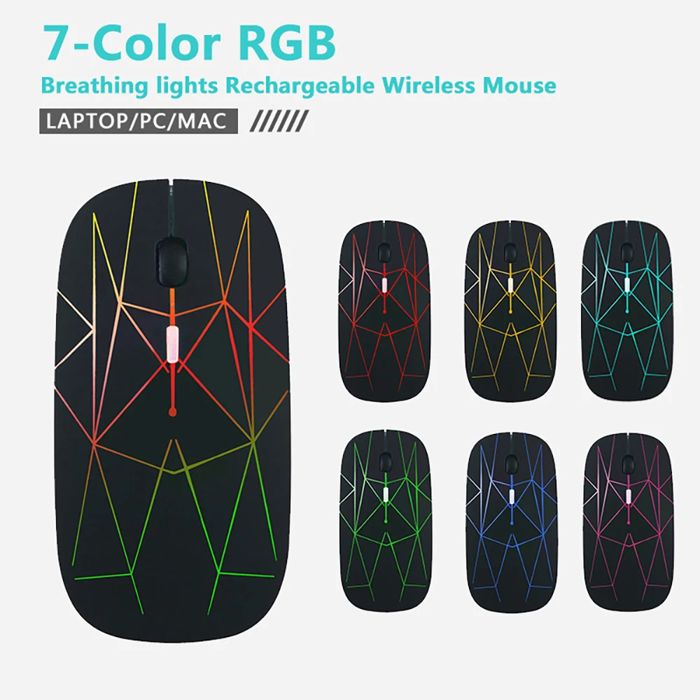 LED Wireless Mouse Rechargeable Slim Silent Mice 2.4G USB and Type C 2 in 1 Receiver,1600DPI for Computer Laptop PC Notebook