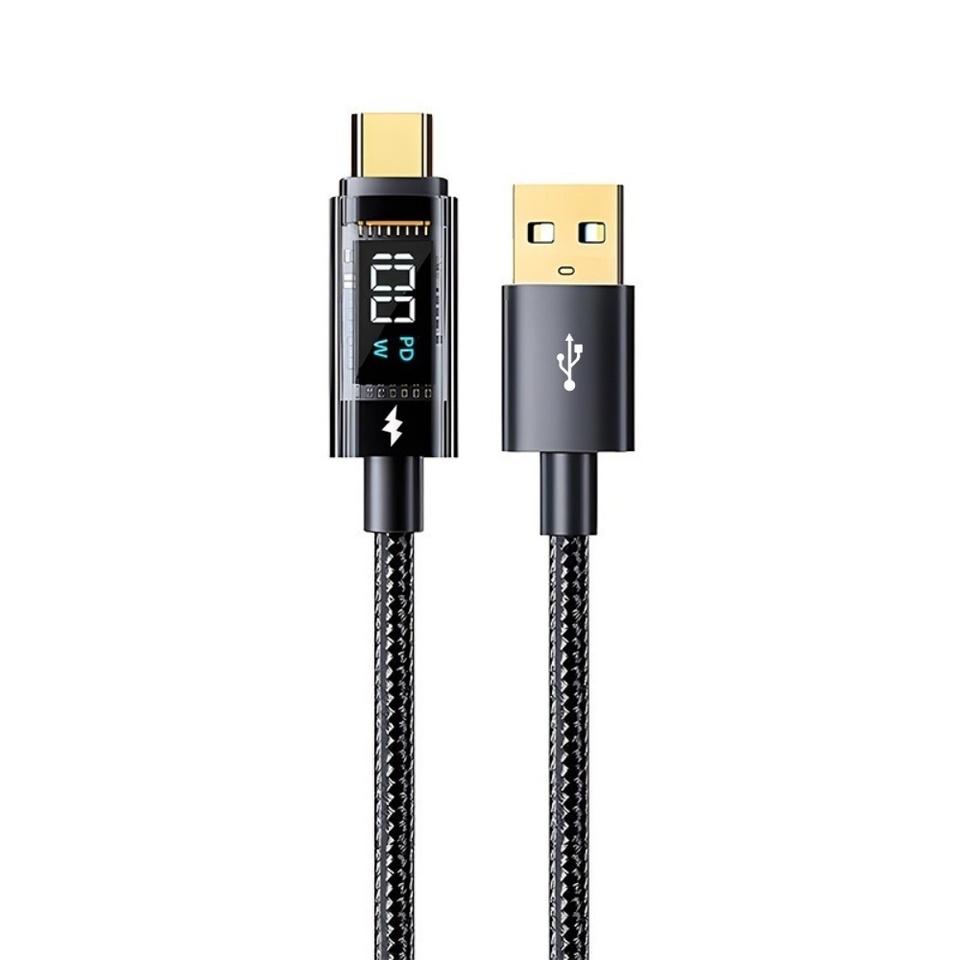  240W Fast Charging Type-C to Type-C Wire LED Digital Display Data Cable For iPhone Samsung Xiaomi Huawei Phone Quick Charge Cord 