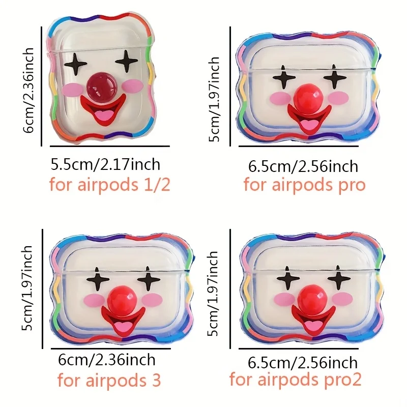 Clown Clear Headphone Case Compatible with AirPod 3rd Generation r AirPods 4 Cute Case Cove with Keychain Hook Gift - view 2