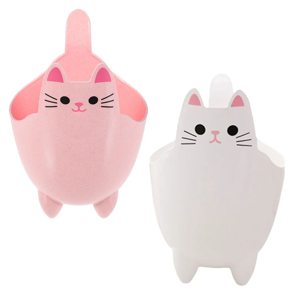 

2 Pcs Desktop Trash Can Lovely Garbage Bin Adorable Cat Storage Bucket Tiny Cute