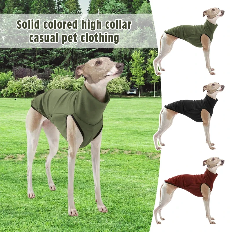 Greyhound Large Dog Clothes Warm Turtleneck Shirt Color Hound Stretch Dog Big Whip Medium Pullover Coat Vest Pet For Small Solid