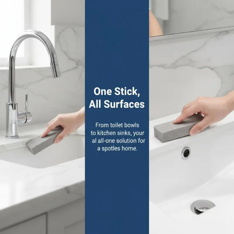 Grey Pumice Cleaner Scouring Pad 2pcs Stick Stones Effective for Hard Water Stain Removal in Toilet and Sink