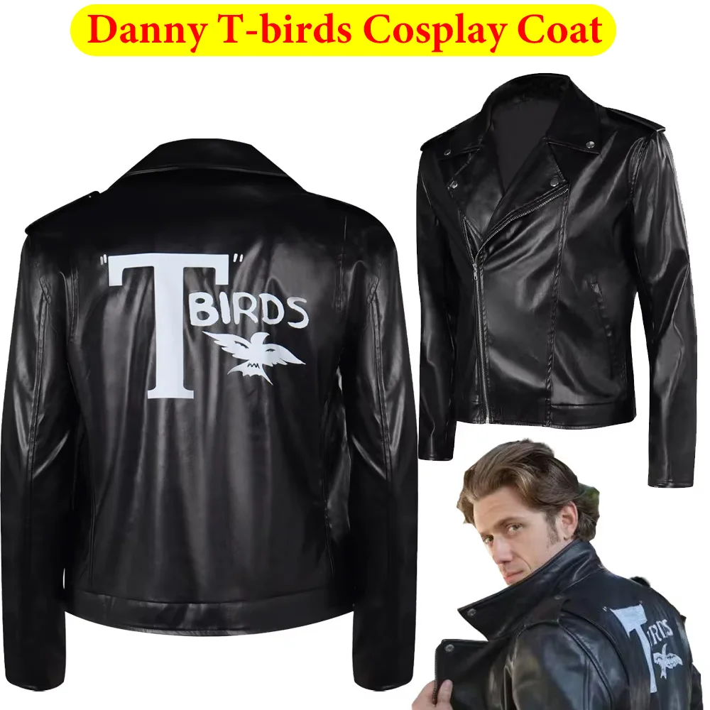

TV Grease Danny T-birds пальто для косплея розовый женский костюм повседневная черная куртка мужская мужская одежда наряды карнавальный костюм на Хэллоуин