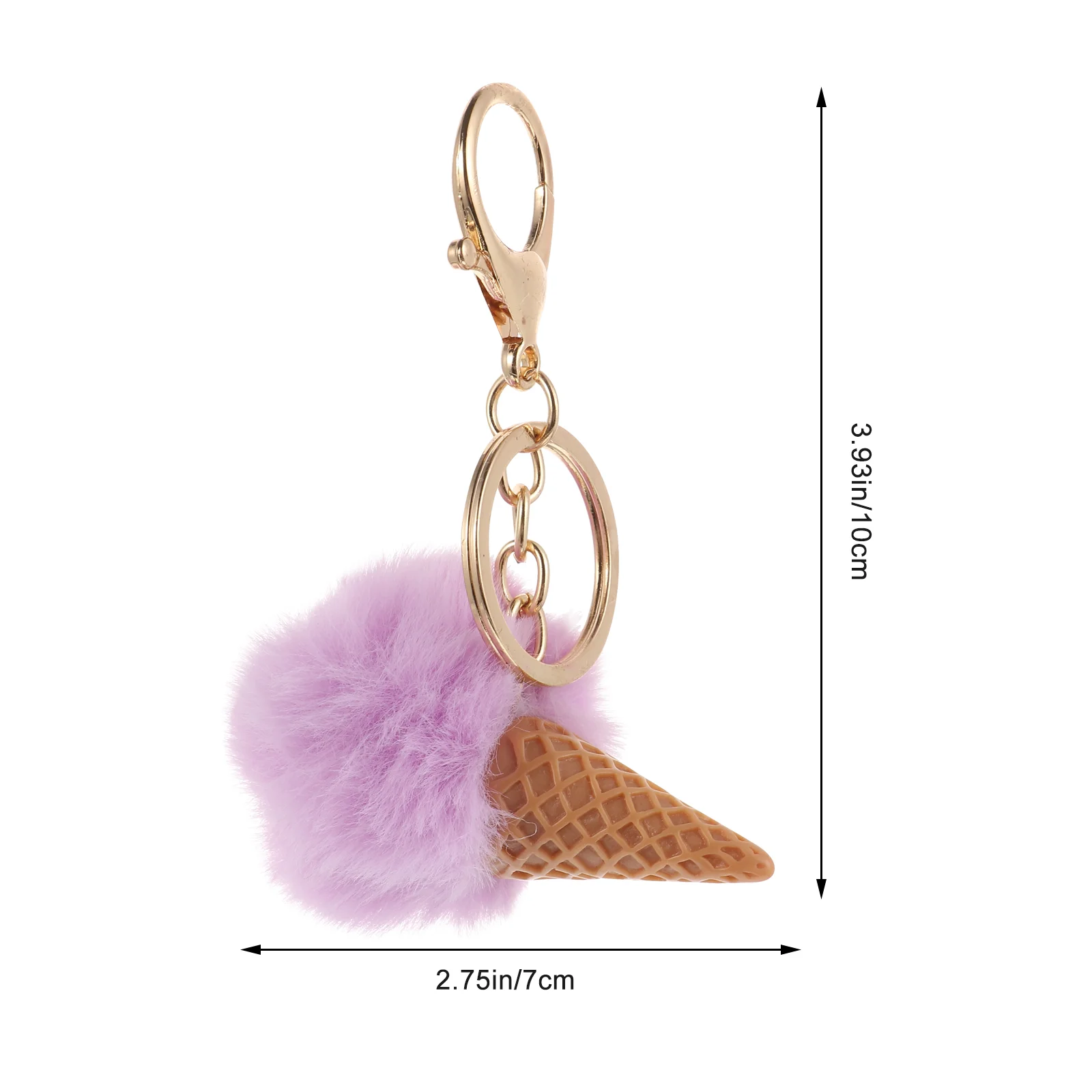 3 Pcs Ice Cream Keychain Cartoon Ornament Cute Lover Gift Imitation Rex Rabbit Fur Adorable