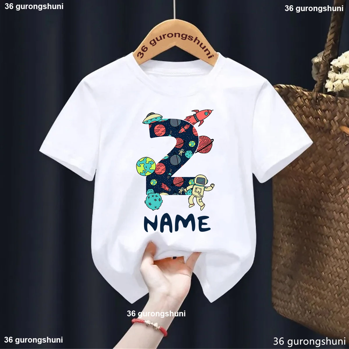 Boys Birthday T Shirt Boys Shirts1-9 Astronaut Matching Shirt Personalized Space Party Kid Summer Custom Name Toddler Baby Shirt