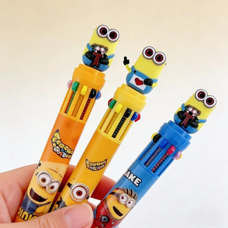 Juego de 36 Bolígrafos de 10 Colores con Diseño de Minions, Anime, Despicable Me, Cosplay, Bolígrafo de Mano, 6 Estilos, Papelería para Estudiantes, Regalo, Juguete