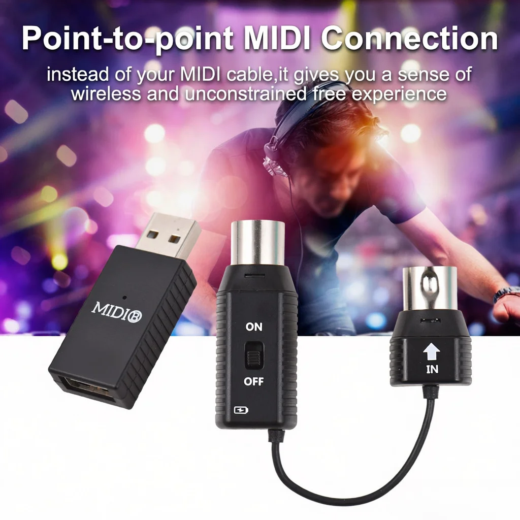 

M-VAVE MS1 Mini Wireless Transmission System MIDI System MIDI Wireless Adapter Plug and Play Support for Devices with MIDI Inter
