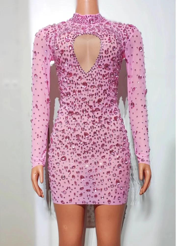 

High Quality Rhinestone Elastic Hip Hugging Dress 2024 New Fashion Custom Women'S Clothing
