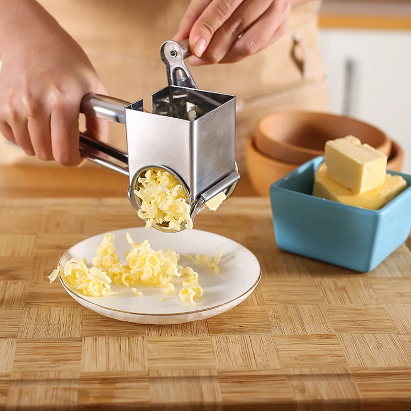 

Stainless Steel Cheese Grater Hand-cranked Rotary Cheese Grater Cheese Slicer Cheese Grater Three-in-one Kitchen Accessories