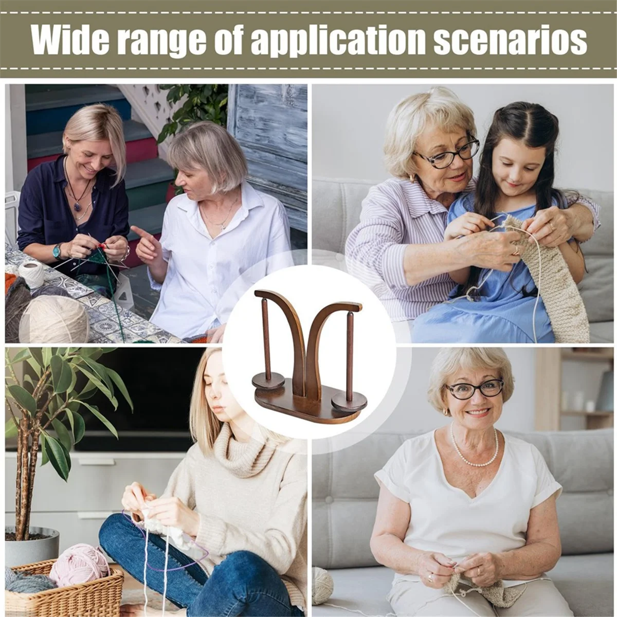 حامل غزل، حامل كرة غزل مغناطيسي، مغزل غزل مزدوج، أداة خياطة خشبية دوارة للحياكة، مشغولات يدوية