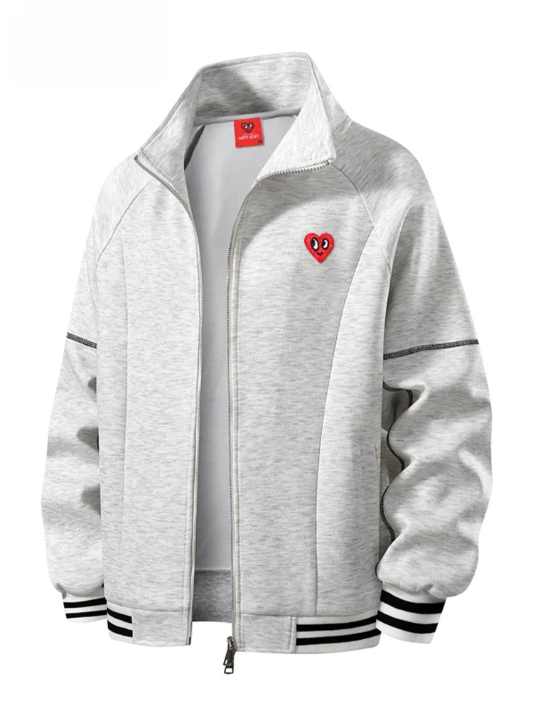 Jaqueta Cardigã Aberta com Capuz Charles Heart American Deconstructed Listrada Unissex Estilo Casual para Casais Primavera Ou...