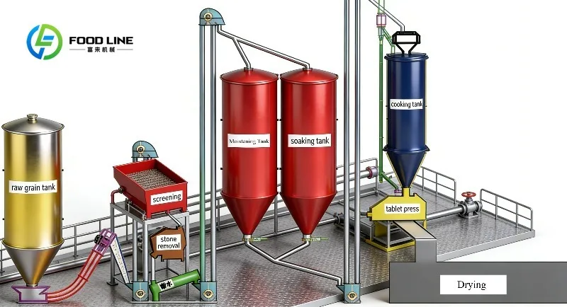 Animal Feed Steam Corn Flaking Machine Complete Production Line Automatic Control System For Efficient Corn Flake Manufacturing