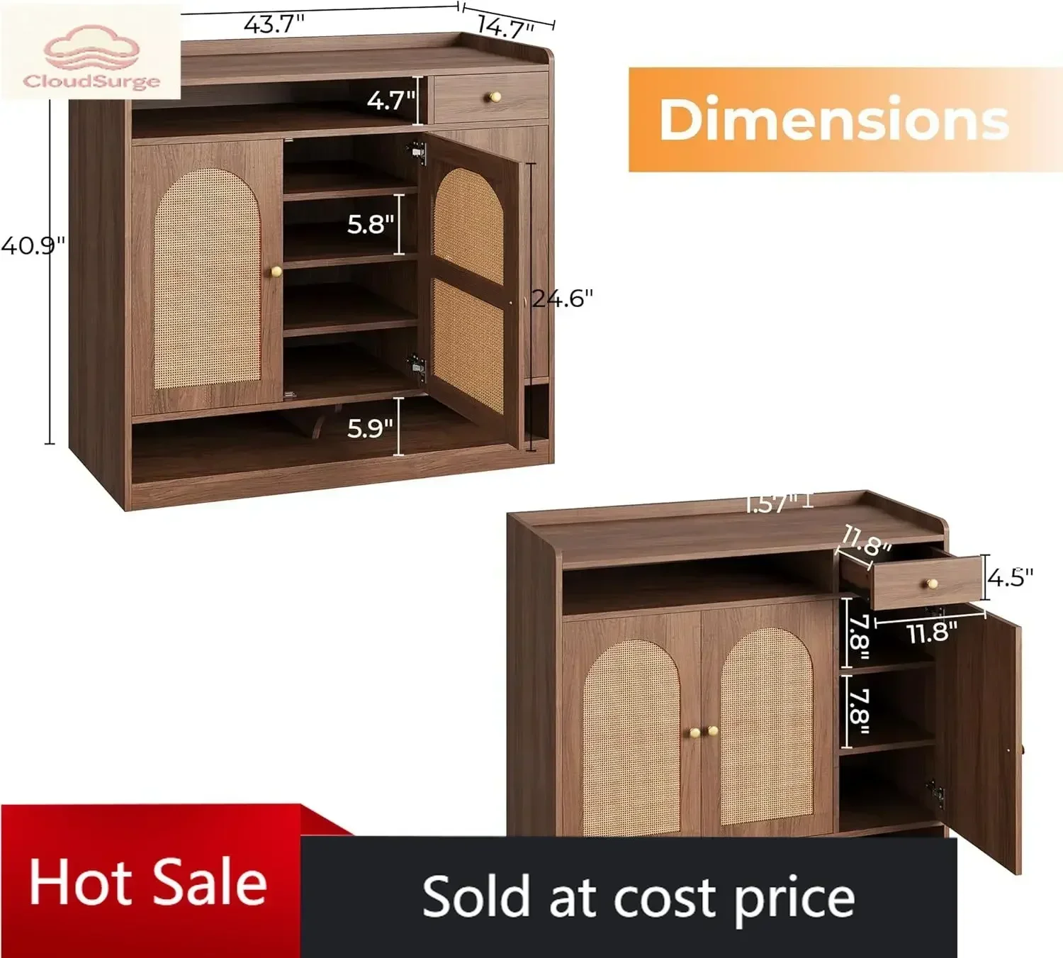 hot-sale productsActivity limited-time priceRattan Shoe Storage Cabinet, 30 Pairs 6-Tier Shoe Cabinet Storage for Entryway with