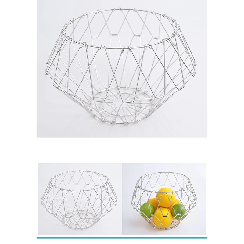 Multifunctional Storage Basket Folding Stainless Steel Variety Fruit Basket Gadget Hollow Fruit Basket Storage Basket