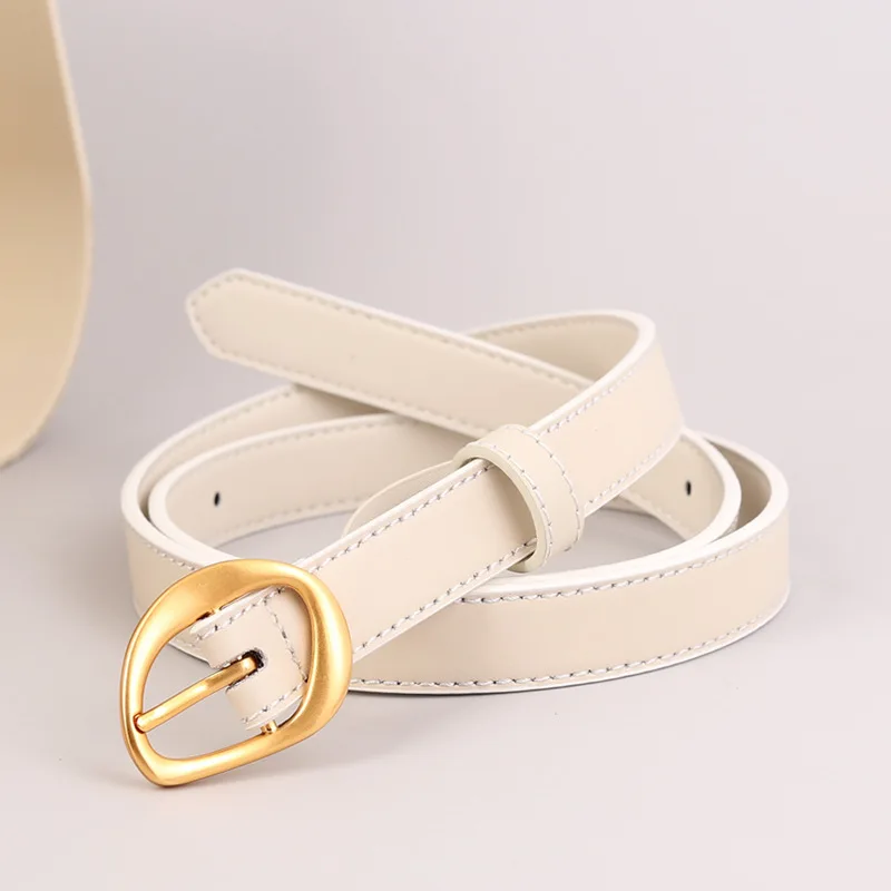 No.icare-Ceinture en cuir de vachette véritable pour femme, ceinture à épingles en cuir de vachette véritable pour fille, ceinture en métal pour femme, à la mode et de luxe, nouveau, 2023