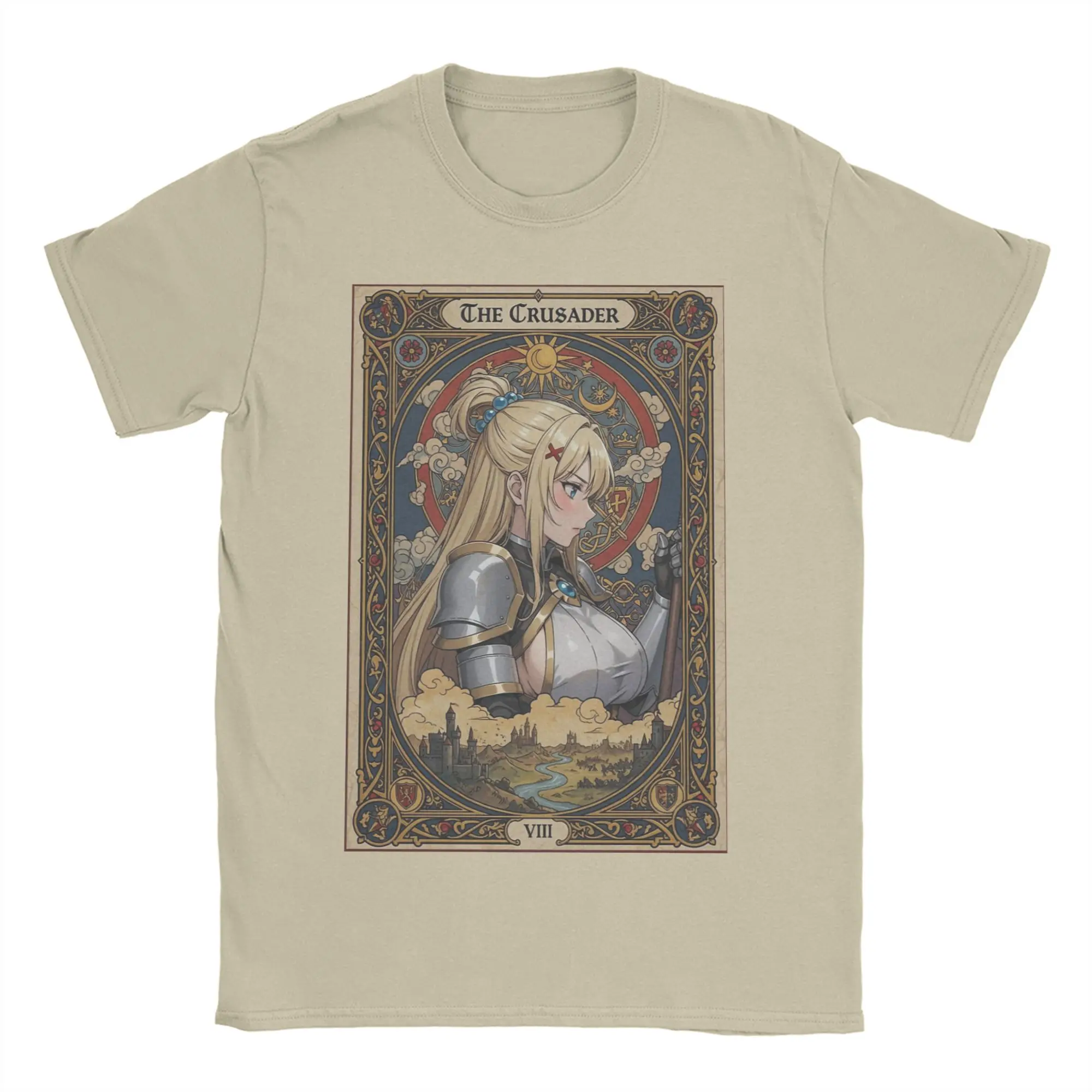 Vintage Konosuba Darkness Tarot Card Style T-Shirts Men Women O Neck 100% Cotton T Shirt  Short Sleeve Tee Shirt Printed Tops