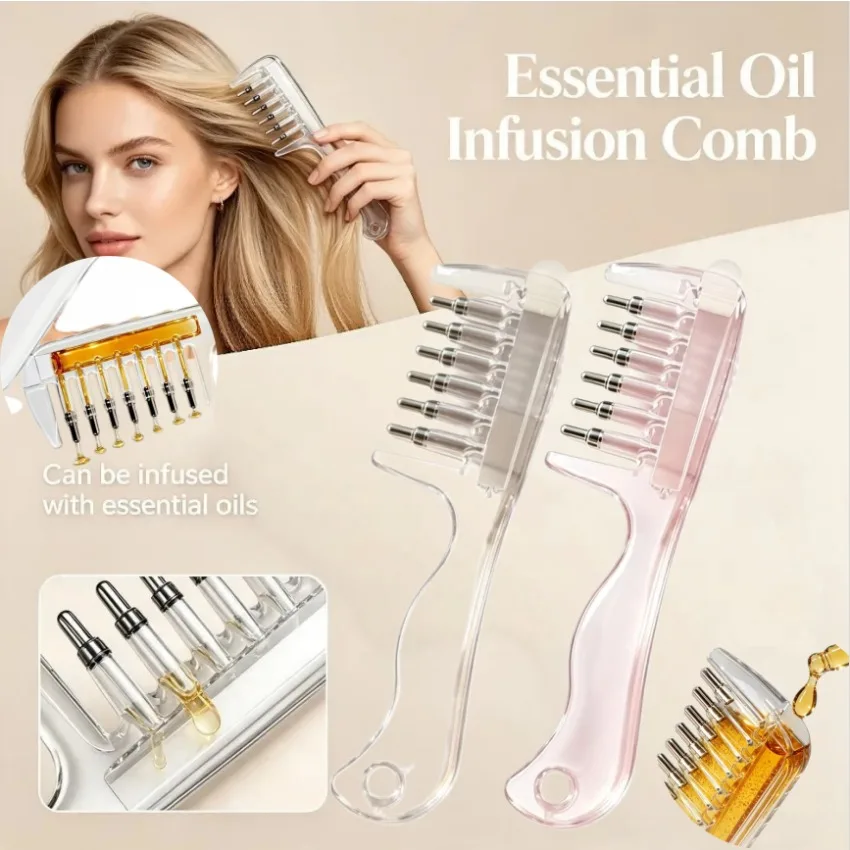 Portable Essential Oil Applicator Massage Comb with Built-In Liquid Reservoir Mini Scalp Liquid Applicator Comb Hair Care Tool
