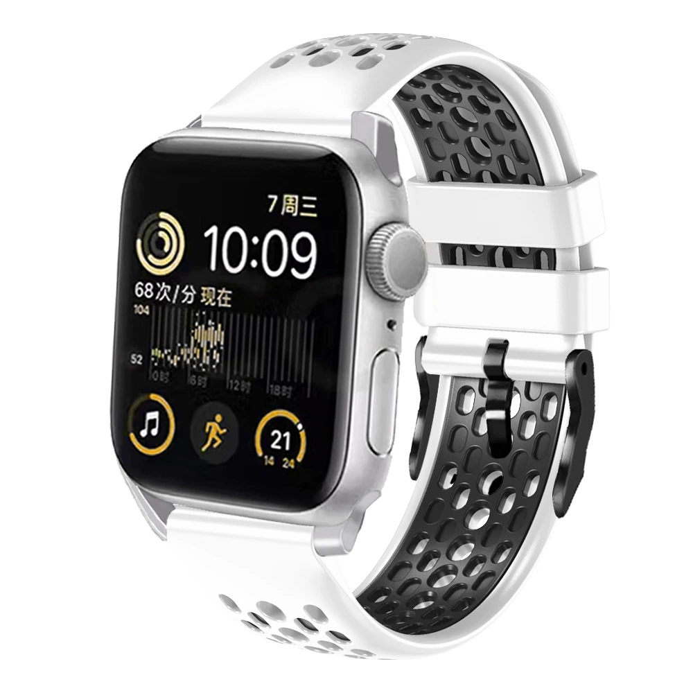 애플 워치용 실리콘 스트랩, 울트라 49mm, 8, 7, 45mm, 41mm, 시리즈 6, 5, 4, SE, 44mm, 42mm, 40mm, 스포츠 팔찌, 아이워치 9, 한국