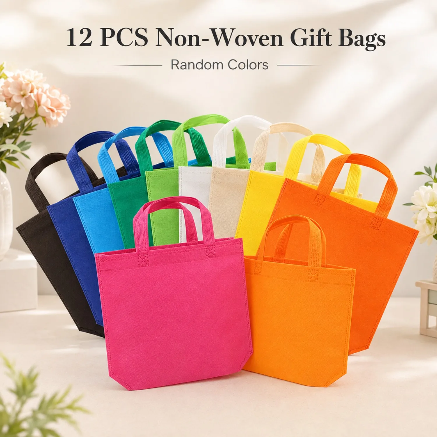 12/18Pcs  Gift Bags,  Reusable Tote Bags, Random Colors for Party Favors, Snacks, Shopping & Events