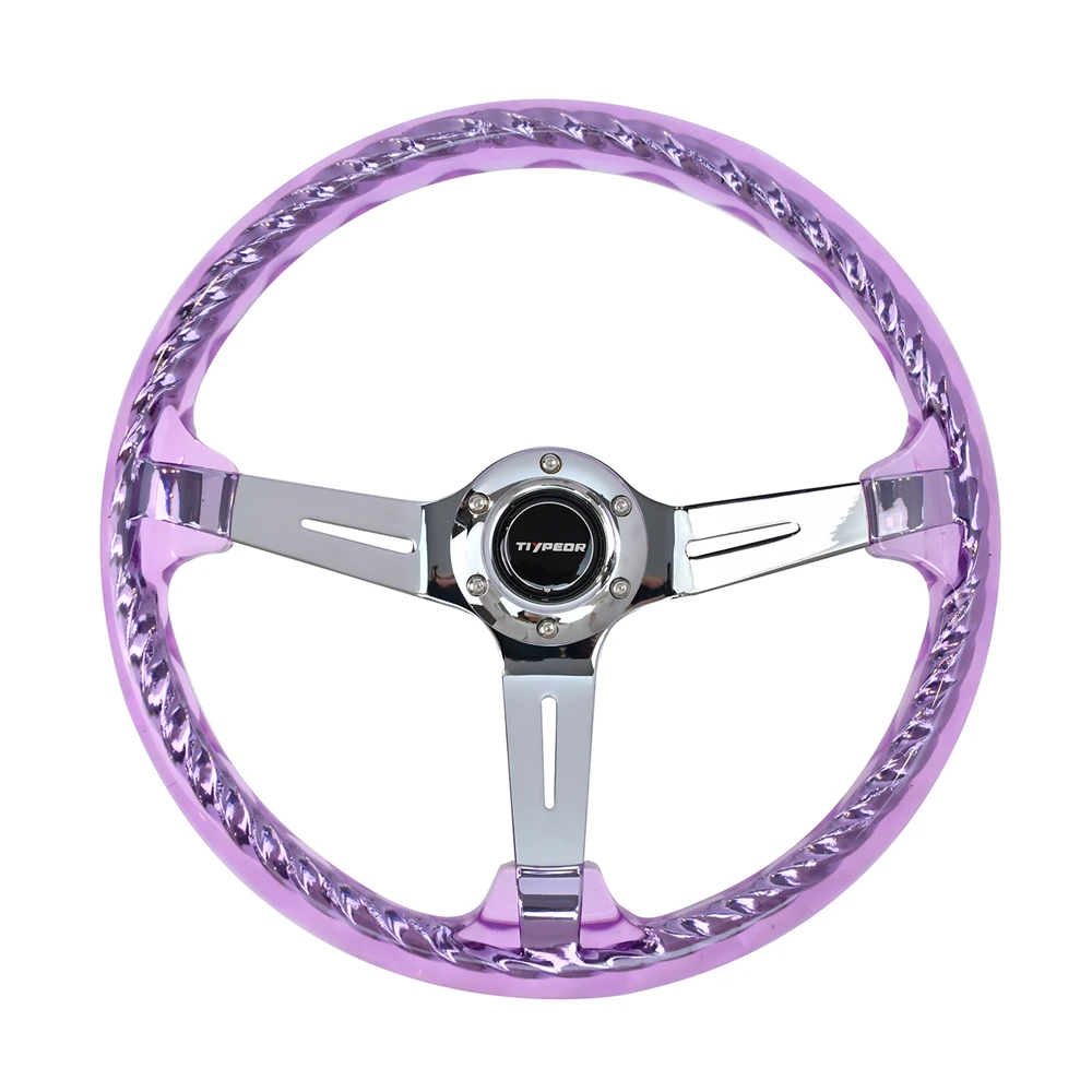

TIYPEOR 14-дюймовый универсальный спортивный руль фиолетовый прозрачный акриловый гоночный руль для ПК с кронштейном 5 мм